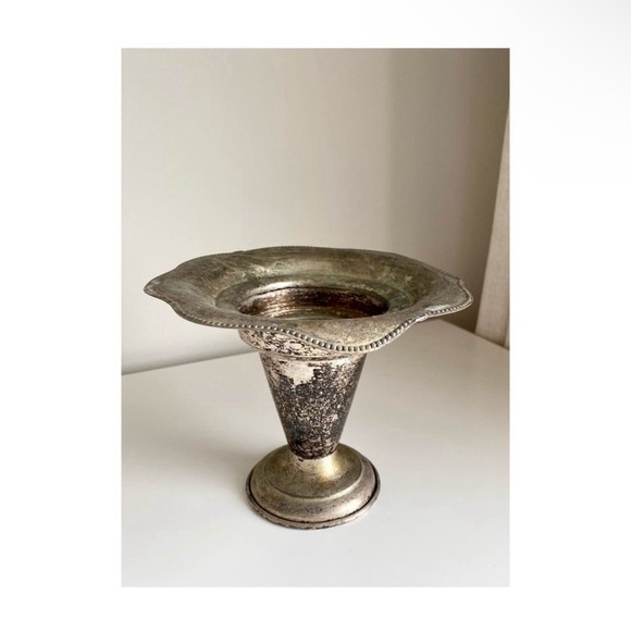 Antique Silver Metal Vessel / Object / Vase / Accent - Picture 7 of 8